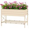 Galvanized Raised Garden Bed Cream Metal Planter Box with Legs Storage Shelf Bed Liner for Efficient Gardening