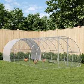 Chicken Coop Silver 314.96 x 118.11 x 78.74 in Galvanised Steel