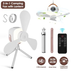 Multi-Mode Camping Fan Lantern Combo Adjustable Wind & Light Levels Timing Function