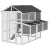 77" Large Chicken Coop for 6-8 Chickens, Outdoor Wooden Hen House Poultry Cage with Run, Nesting Boxes, Waterproof Roof