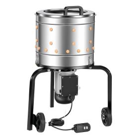Chicken Plucker Machine, 15.7 in Drum, 550W & 275RPM Electric Chicken Plucking Machine with 114 Soft Fingers & Transport Wheels