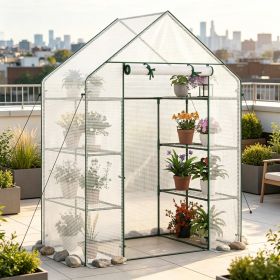Portable Walk-In Greenhouse 3 Tiers 6 Shelves Gardening Storage Organizer for Outdoor Plant Care