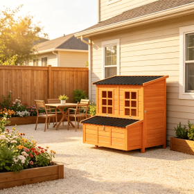 39' Wooden Chicken Coop with Nesting Box Pull out Tray Waterproof Roof for 2 to 4 Chickens And Rabbits Outdoor Coop