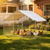 Large Metal Chicken Coop 9.8 X 6.7 Feet with Waterproof Cover for Outdoor Pet Chicken Shelter