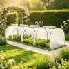 Portable 13' L X 3' W X 2.5' H Tunnel Greenhouse with 4 Zippered Doors White Water & UV Fighting PE Cover for Gardening