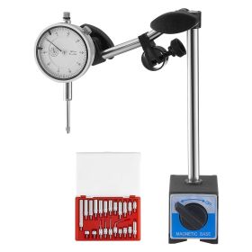 Dial Test Indicator with Dual Rod Stand and Storage Case, 0.001 inch Accuracy, 0-1 inch Range, Fine Adjustable Long Arm