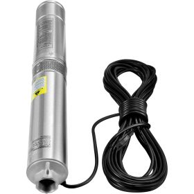 Deep Well Submersible Pump, 1HP 230V/60Hz, 37gpm Flow 207ft Head, with 33ft Electric Cord, 4" Stainless Steel Water Pump for Industrial