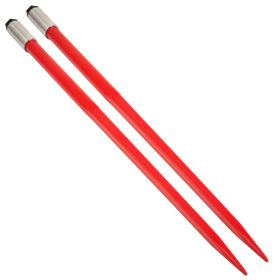 Pair Hay Spear 49" Bale Spear 3000 lbs Capacity, Bale Spike Quick Attach Square Hay Bale Spears 1 3/4", Red Coated Bale Forks