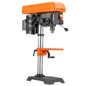 10 in Benchtop Drill Press, 6.2A Induction Motor, Tabletop Drilling Machine with 650 / 1050 / 1800 / 2350 / 3100 RPM Adjustable Speed