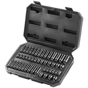 Drive Impact Socket Set 1/4" - 14 Piece Deep Socket Set Metric 4-15mm - 6 Point Cr-Mo Alloy Steel for Auto Repair - Easy-to-Read Size Markings -