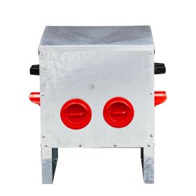 Automatic Chicken Feeder Rodent Proof, 4 Ports Large Capacity Metal Poultry Feeder with Handles and Lid, Galvanized Chicken Feeder for Hen Coop