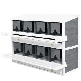 Chicken Nesting Box, 8 Compartment Wood Laying Boxes for Chicken Coop with Egg Collection Trays Perches for 16-32 Hens