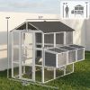 77" Large Chicken Coop for 6-8 Chickens, Outdoor Wooden Hen House Poultry Cage with Run, Nesting Boxes, Waterproof Roof
