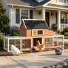 Outdoor Wooden Chicken Coop with Nesting Box Double Runs And Asphalt Roof Ramp Poultry Hen House for Garden