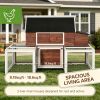 Outdoor Wooden Chicken Coop with Nesting Box Double Runs And Asphalt Roof Ramp Poultry Hen House for Garden
