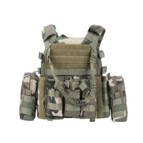 Adjustable Tactical Weighted Vest with Weight Pockets, Training Workout Vest with Modular Webbing (Color: Woodland)