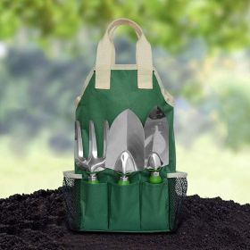 7-Piece Green Gardening Tool Set – Stainless Steel Tools with Wooden Handles, Folding Stool & Canvas Tote, Durable Garden Kit for Every Gardener (Style: 11piece)