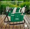 7-Piece Green Gardening Tool Set – Stainless Steel Tools with Wooden Handles, Folding Stool & Canvas Tote, Durable Garden Kit for Every Gardener