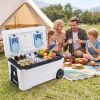 74 Quart Portable Rolling Cooler with Fish Ruler for Outdoor