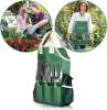 7-Piece Green Gardening Tool Set – Stainless Steel Tools with Wooden Handles, Folding Stool & Canvas Tote, Durable Garden Kit for Every Gardener