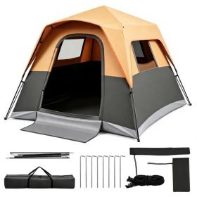 Orange Light-Blocking Outdoor Cabin Tent, Large 9x9ft Interior Windproof Rainfly Tent with Carry Bag Ground Stakes Ropes for Family Group Camping (Option: Default Title)